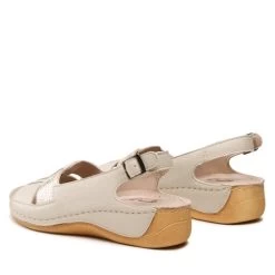 Sandales Pollonus 5-1525-002 VANILIA VERONA/OCZKA ZŁOTE -Pointe De Chaussures sandales pollonus 5 1525 002 vanilia verona oczka zlote 2