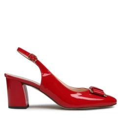 Pointe De Chaussures -Pointe De Chaussures sandales sagan 4818 czerwony lakier zloty 245 1